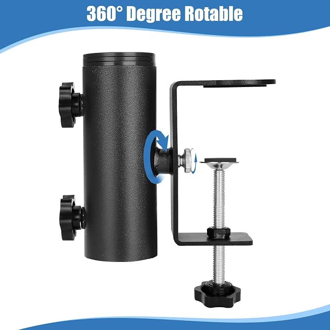 Patio Umbrella Clamp, Heavy Duty Deck Railing Umbrella Holder, Balcony Railings Mount Attaches to Railsor Fence Post Railing Bleachers Benches Tailgates Outdoor