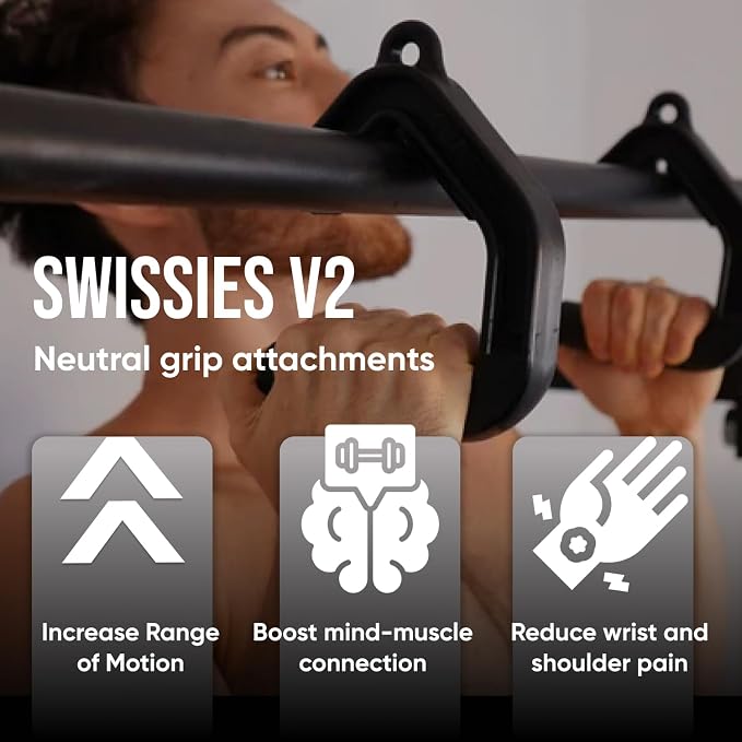 KENSUI Swissies™ V2 - Adjustable Neutral Grip Attachment for Bars, Barbells, Cables, Bands, Machines (Pair)