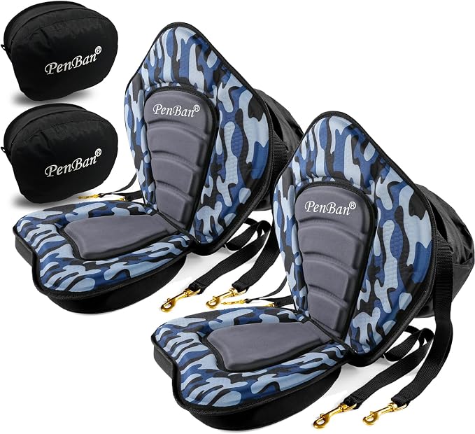 Universal Deluxe Kayak Seat Cushion with Storage Bag for Kayak,Padded Boat,SUP,Canoe,Fishing Boat,Seats with 4 Adjustable Straps