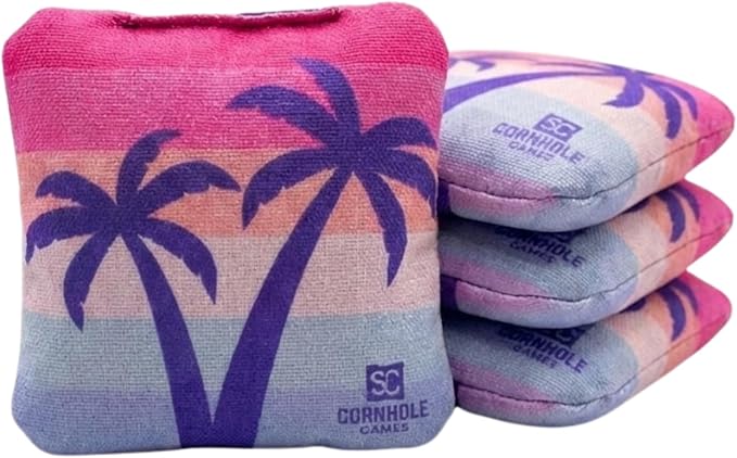 Professional Dual Sided Cornhole Bags- 16 oz 6x6 w/Premium Resin Fill - Official Tournament Slide/Stick Pro Bean Bags - Regulation/Approved