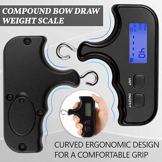 Portable Digital Bow Scale, 110Lbs/50kg High Accuracy Handheld Archery Draw Weight Scale with Hook & Peak Hold, Electronic Hanging Scale for Bow Tuning, Compound Bow, Recurve Bow, Fishing & Luggage