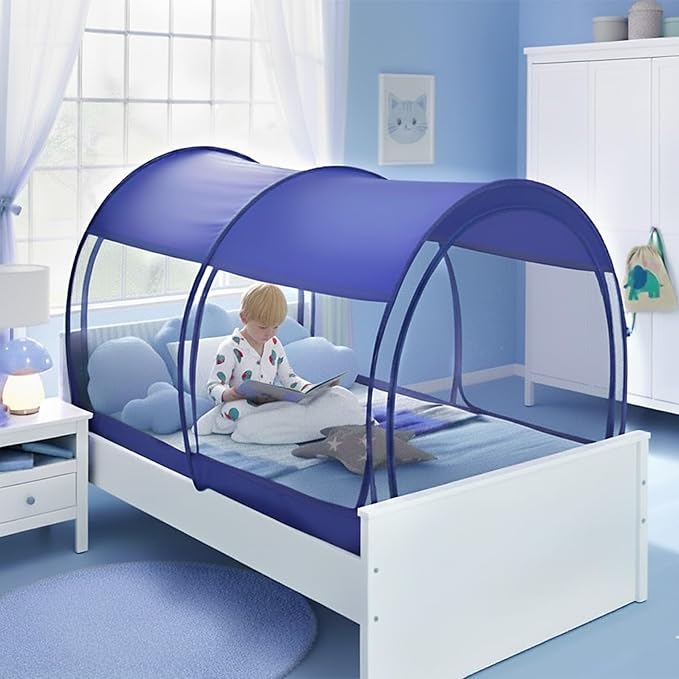 Alvantor® Mosquito Net Bed Canopy Bed Tents Dream Tents Privacy Space Full Size Sleeping Tents Indoor Pop Up Portable Frame Breathable Cottage Navy (Mattress Not Included)