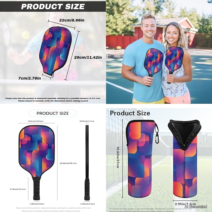 Pickleball Paddles Set 3PCS Pickleball Paddle Case Pickleball Racket Pickleball Bag Ideal for Beginners Gifts