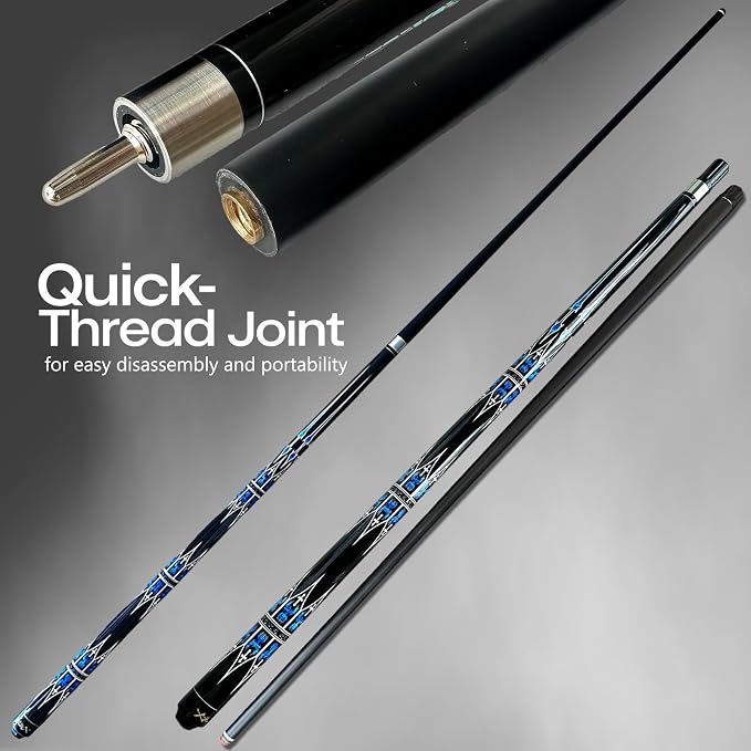Tai ba cues Fibergalss Shaft Pool Stick with case, 13mm Multilayer Leather Tip, 58", Hardwood Canadian Maple Professional Billiard Pool Cue Stick, Quick-Release Joint, 18, 19, 20, 21 Oz (Selectable)
