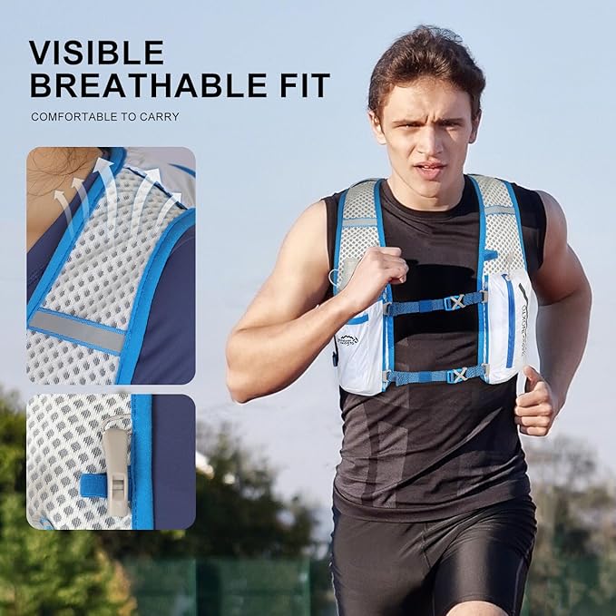 INOXTO Running Hydration Vest Backpack,Lightweight Insulated Pack with 1.5L Water Bladder Bag Daypack for Hiking Trail Running Cycling Race Marathon for Women Men