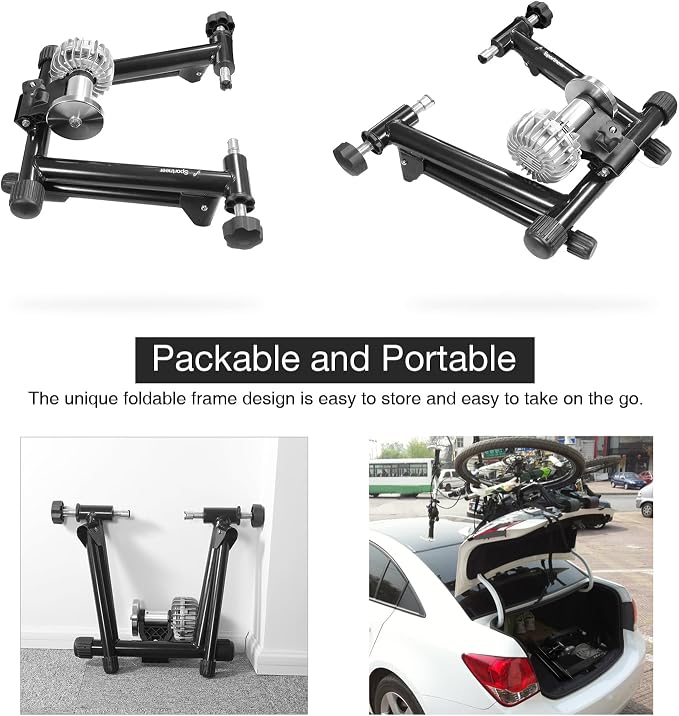 Sportneer Bike Trainer - Fluid Stationary Bike Stand for 26-29" & 700C Wheels - Auto Resistance Control Bike Trainer Stand for Indoor Riding with Noise Reduction Wheel for Road Bikes