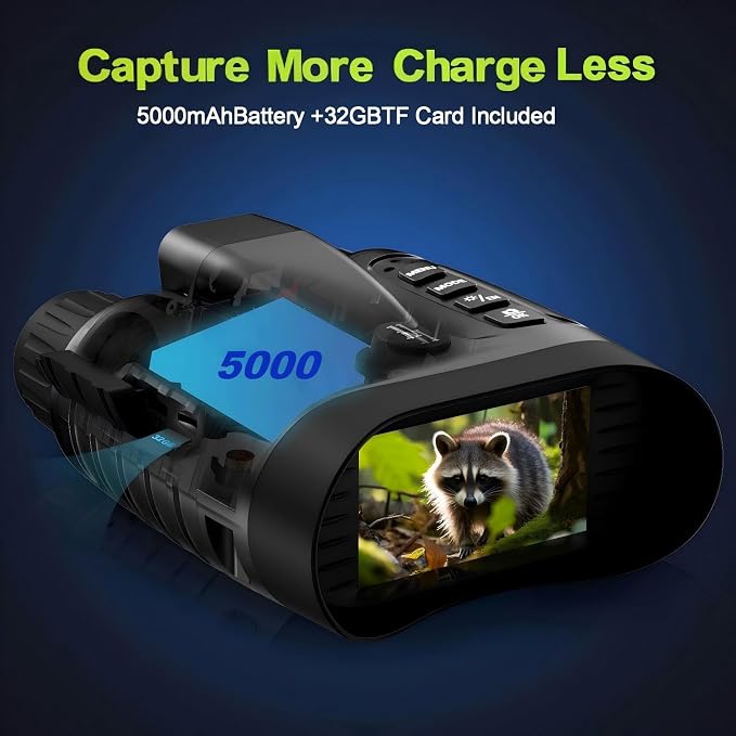 4K Night Vision Goggles, Night Vision Binoculars with Rangefinder, 3.2" HD Screen, 5000mAh Rechargeable Battery, 32GB TF Card for Adults, Camping, Wildlife Observation