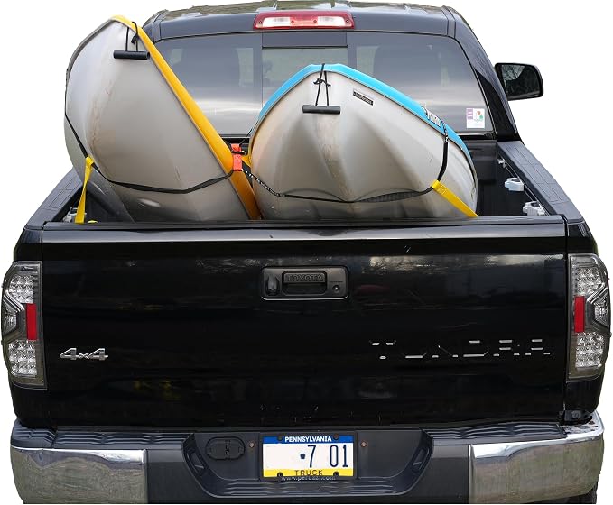 SecureMyCargo - Kayak & Paddleboard Truck Bed Strap – Fast 30‑Second Tie‑Down System for Pickups – Secure SUP, Canoe, or Kayak Without Ratchets or Knots–Dual Nose Strap System for 1 or 2 Watercraft