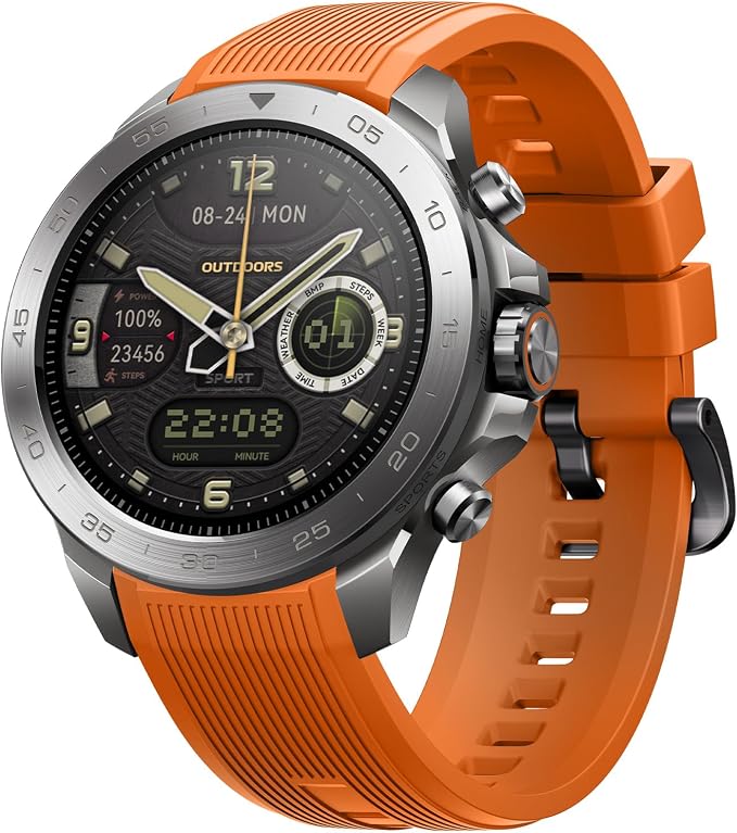Mibro GS Explorer S Titanium Outdoor Adventure Smartwatch for Men, Dual-Band GPS with Offline Maps, Military-Grade, 20-Day Battery, 10 ATM Waterproof for Freediving, 150+ Sports Modes (Silicone Strap)