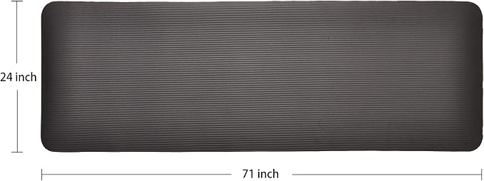 Fitvids 1-Inch Extra Thick High Density Anti-Tear Exercise Yoga Mat with Carrying Strap, Black