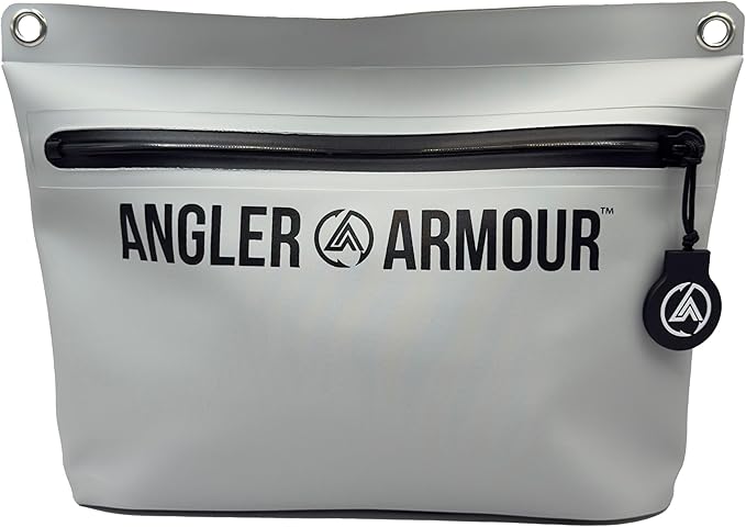 Angler Armour Waterproof Fishing Dry Bag, Fully Submersible Fishing Dry Bags, Heavy Duty Waterproof Gear Storage for Wade Fishing, Kayak, Boat, Jet Ski, Beach & Watersports (Grey, Small 2L)