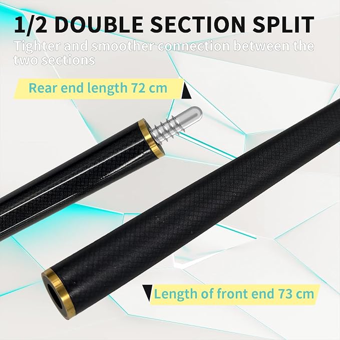 Carbon Fiber Pool Cue Stick 9.5mm Low Deflection Billiard Cue Stick Professional Snooker Cue for Home Bars Pool Halls, Gray1