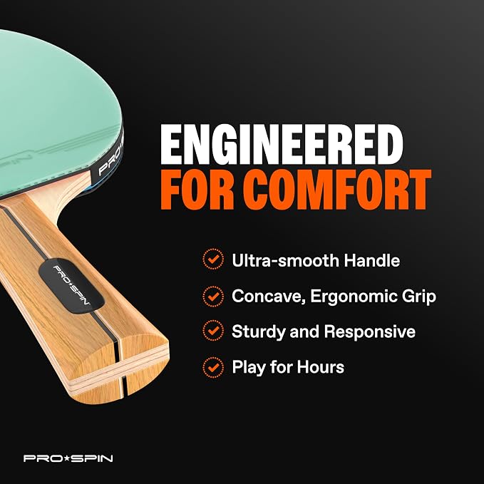 PRO-SPIN Ping Pong Paddles - High-Performance Set with Premium Table Tennis Rackets, 3-Star Ping Pong Balls, Compact Storage Case | Professional Quality Ping Pong Paddle Set | Indoor & Outdoor Games