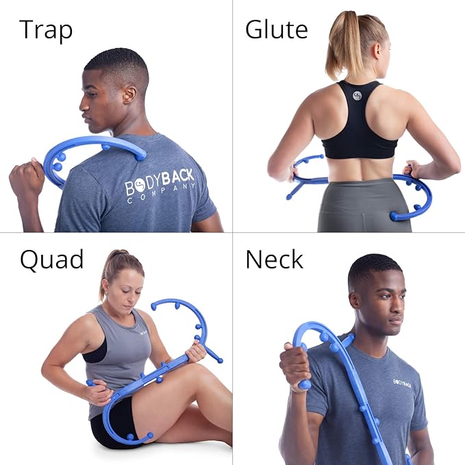 Body Back Buddy Elite FSA Eligible Trigger Point Massage Tool, Neck and Back Massager Handheld, Manual Self Massager, Massage Cane, Muscle Knot Remover with Instructions, 2-Pack Bundle (Blue)