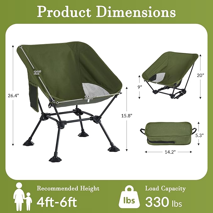 Ultralight Camping Chair,Compact Folding Chair with Anti-Sinking Large Feet and Storage Bag,Lightweight Backpack Chair for Naturehike,Travel,Beach,Hiking