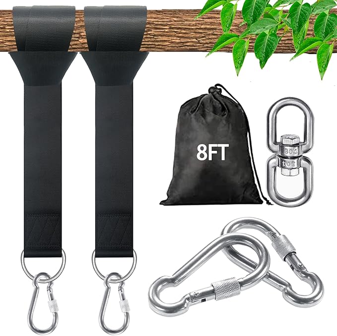 Tree Swing Straps Hanging Kit - 3FT/8FT/15FT/20FT/30FT, Strong & Durable - Holds Up to 5000lbs - Adjustable Tree Swing Straps Fit for All Swings, Hammocks, Safer & Easy Installation (8 FT)