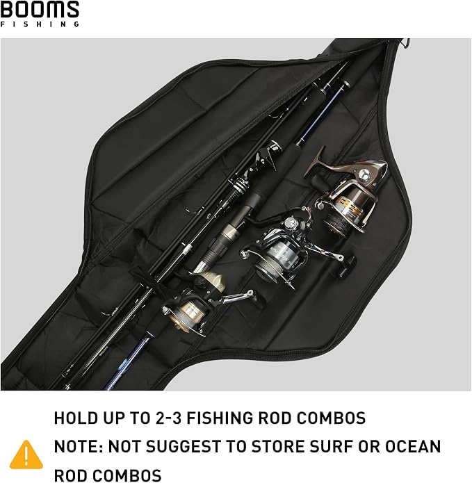 Booms Fishing PB4 Fishing Rod and Reel Case 4.4ft~5ft and RS3 Fishing Rod Wrap Pole Straps 9.6" 6pcs