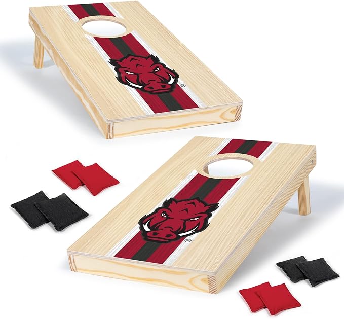 Wild Sports College Portable Size 1' x 2' Solid Wood Cornhole Set with Direct Print HD Team Graphics – Travel Size