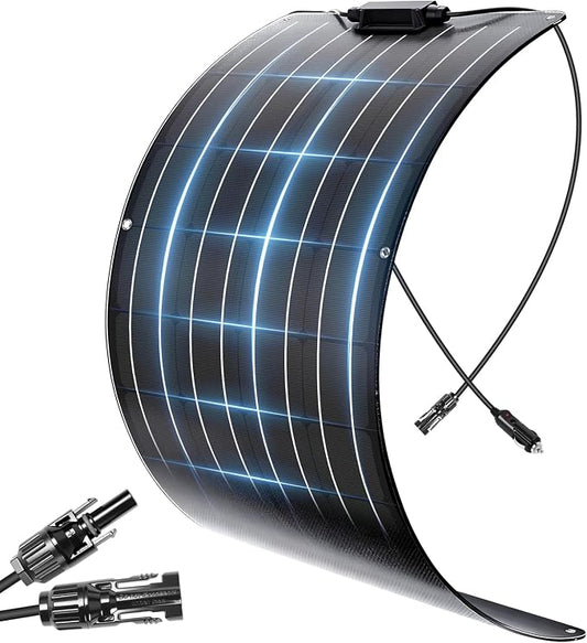 KEPEAK 100W 18V Flexible Solar Panel Monocrystalline for 12V Battery Charging, Semi-Flexible Lightweight Solar Panel with MC4 for RV Marine Boat Camper Van Trailer Off-Grid Power