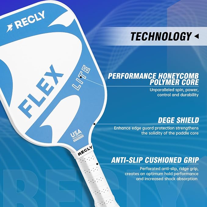 Recly Pickleball Paddles, Carbon Fiber Pickleball Paddle with UV Printed Finish & Sure-Grip Elongated Handle 14MM,USAPA Approved for Beginner and Professional Players