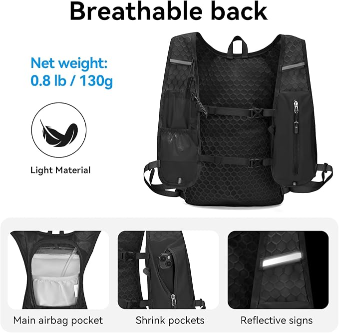 Lightweight Hydration Backpack with 1.5L TPU Water Bladder, CROSSGEAR Running Hydration Vest, Ultralight Hiking Backpack for Women Men, Running Water Daypack for Cycling Hiking Marathon