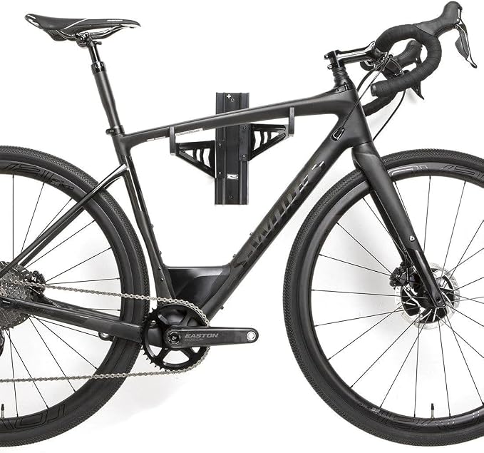 Feedback Sports | Velo Wall Rack Bike Storage | Bicycle Hanger Mount W/Adjustable Arms | Road, Gravel, Mountain Bike Compatible | For Garage, Apartment, Shed | Black