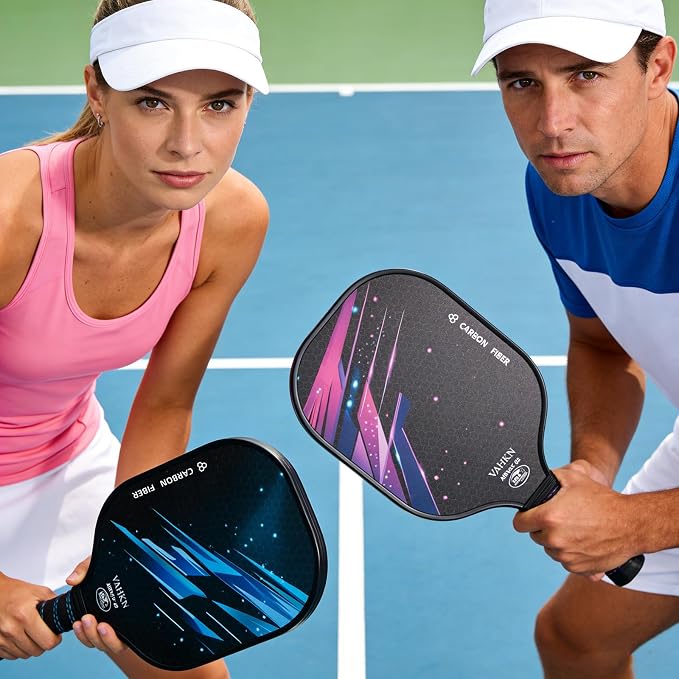 Pickleball Paddles,Pickleball Paddles Set of 2-Carbon Fiber Pickle Ball Paddle 2 Pack for Men and Women-Lightweight,Control & Power Racket Set Equipment with Bag & Balls