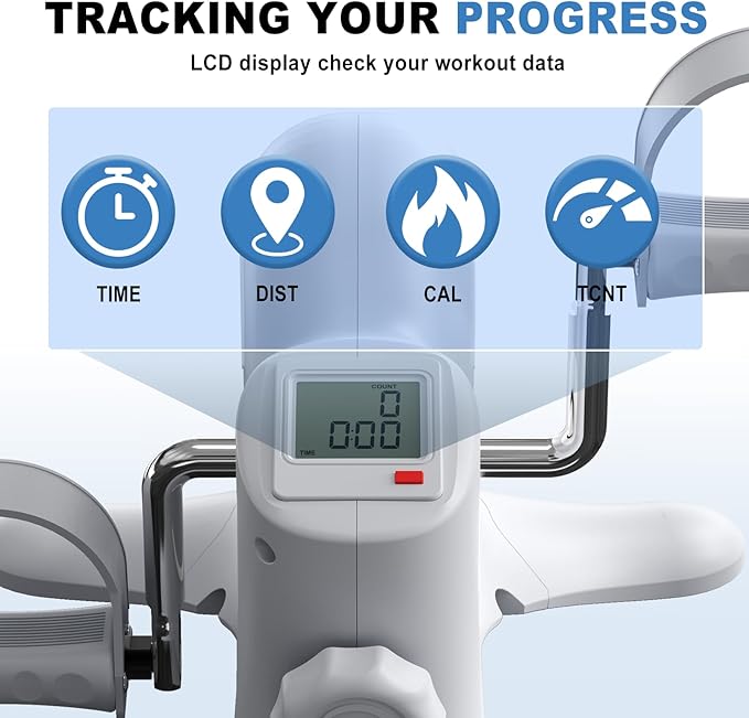 OSCILLATING SLIM Mini Exercise Bike & Under Desk Elliptical,Under Desk Bike Pedal Exerciser, for Seniors Arms & Legs Workout with LCD Display,Gifts for Women Men