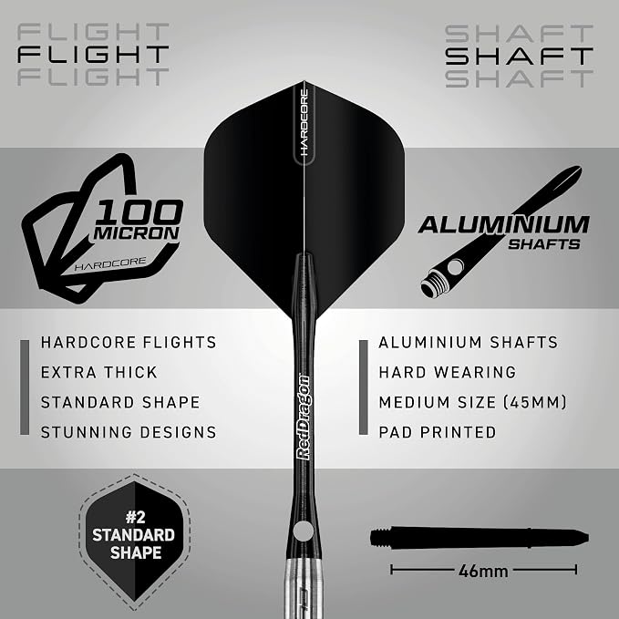 RED Dragon Rat 26g, 28g, 25g, 30g, 32g or 35g Tungsten Darts Set with Flights and Stems