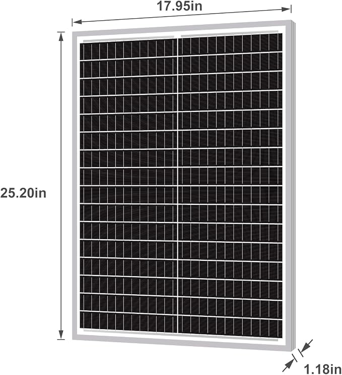 Newpowa 50W Mono Solar Panel 50 Watt Monocrystalline Module with 3ft Connectors for RVs Boats Home, Off-Grid Systems