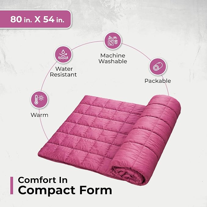 Puffy Blanket for Cold Weather - Down Camping Blanket with Sustainable Insulation, Lightweight & Warm Outdoor Camping Quilt, Water-Resistant, Compact & Packable