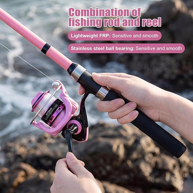 Fishing Rod and Reel Combo,2 Pcs 2.1M Telescoping Fishing Rod with Carrier Bag,Spinning Reels,2 Lines,Lures Baits,Suitable for Beginners Fishing Gifts for Men Women Saltwater Freshwater