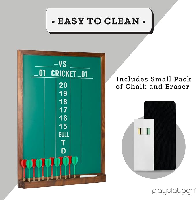Play Platoon Dart Scoreboard & Darts Holder Wall Mount - Wood Score Board, Professional Darts Accessories, Dart Holder