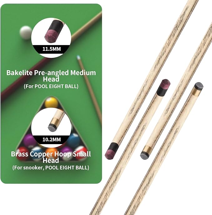 Handmade Wooden 3/4 Joint Pool Cue, 57" 19oz Dark Red Sandalwood and Maple Wood Billiard Cue with 10mm Tip, Extension Rod, Cue Case and Accessories, Complete Snooker Cue Set
