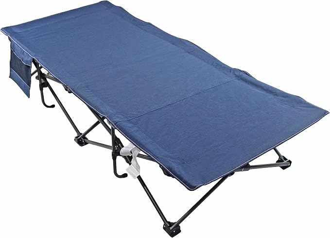 Zenithen Limited Outdoor Indoor Use Portable Foldable Lounge Furniture, Perfect for Camping, Backyard Use, Patio Furniture, Cot w/Padding, Dark Blue (Pack of 1)