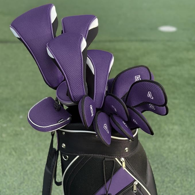 Andux 5pcs/Set Mesh Golf 460cc Driver Fairway Wood Club Head Covers Long Neck with No. Tags