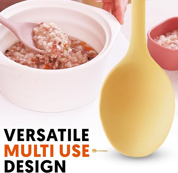 Multi Platinum Silicone Cooking Spoon for Baking, Scraping & Mixing, 100% Food Grade Colorful Silicone Kitchen & Serving Utensils, Heat Resistant, Non-Stick Cookware - 11.4 inch Butter Yellow