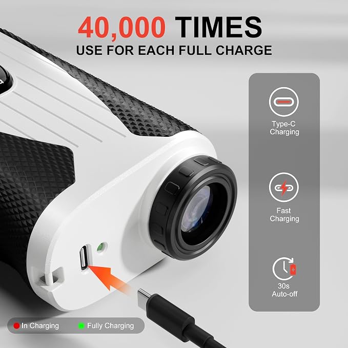 VISIOGEAR Golf Rangefinder with Slope, 1200 Yards Laser Range Finder for Golfer, 7X Magnification Range Finder Rechargeable Golf Accessories for Men, Flag Pole Locking Vibration