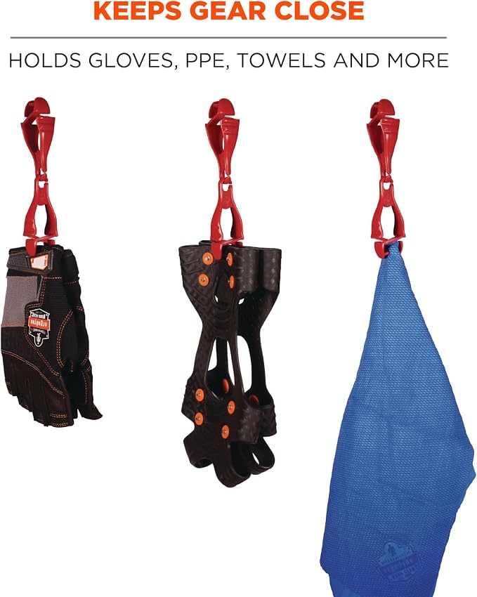 Ergodyne Squids 3400 Glove Clip Holder with Dual Clips,Red, 100-Pack