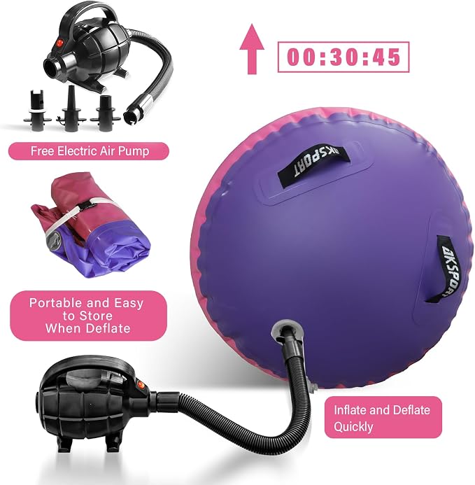 AKSPORT Air Roller Gymnastics Air Barrel for Backbends and Back Handsprings Exercise Training with Electric Air Pump for Home Use/Yoga/Cheerleading/Tumbling/Back Walkovers