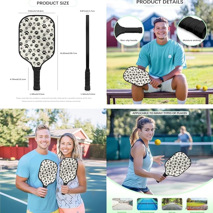 Pickleball Paddles Set 3PCS Pickleball Paddle Case Pickleball Racket Pickleball Bag Ideal for Beginners Gifts