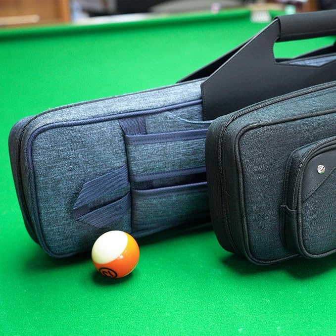 KONLLEN Pool Cue Case 3x4 Oxford Pool Stick Case Holds 3 Butts and 4 Shafts Billiard Sitck Large Capacity Carrying Cases with Multi-Pocket Pool Cue Accessories