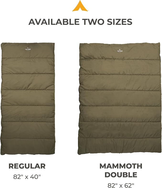 Teton Evergreen Sleeping Bag for Adults – Warm & Cozy All-Season Camping Sleeping Bag with Spacious Fit for Cold Weather or Mild Nights