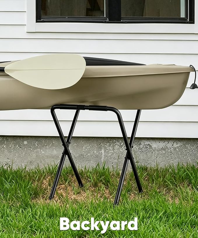 Folding Kayak Stand, 180 lbs Capacity Heavy Duty Metal Kayak Storage Rack for Canoe, SUP & Paddle Board, Portable Kayak Rack for Outdoor & Indoor