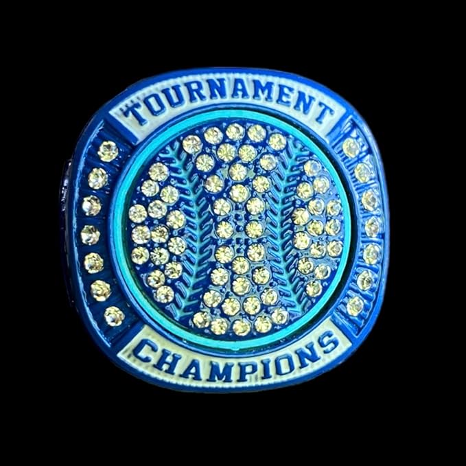Legacy Rings 1 or 12 Pack Light Blue and Navy Blue Baseball Softball Championship Trophy Ring Award for Tournament Champion