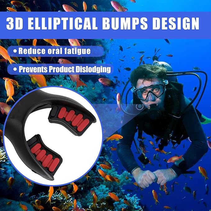 Scuba Diving Mouthpiece, Silicone Snorkel Mouthpiece Regulator Replacement with Regulator Tie Fits Most Standard Regulators Scuba Diving Accessories, Orange/Black/Yellow/Green
