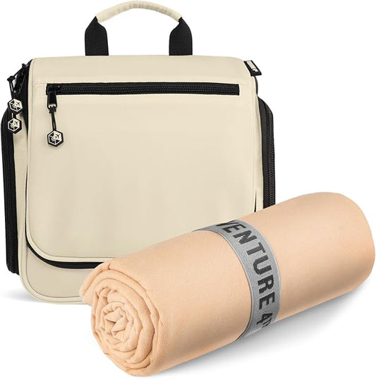 VENTURE 4TH Travel Toiletry Bag & Quick Dry Towel Set - Ideal Travel Bundle for Camping, Hiking, Backpacking and Business Trips - Size L Towel