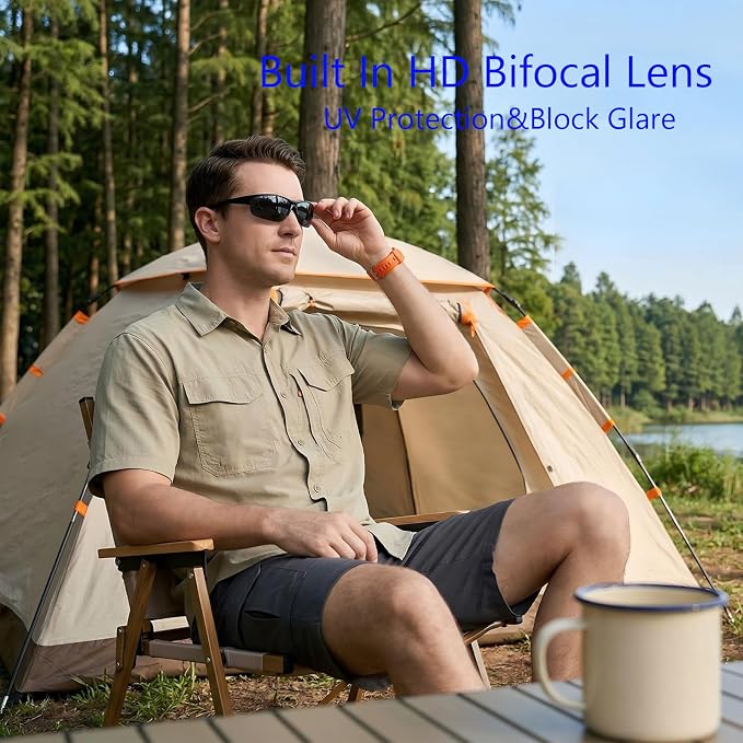 Sunglasses Bifocal for Men and Women, Sports Wrap Around Reading Reader Glasses