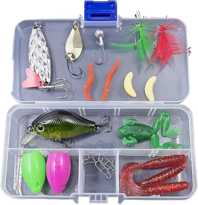 Fishing Lures Freshwater Bait Tackle kit.Tackle Box Including crankbaits topwater Lures,Jigs,Spoons and More Fishing Gear Set.Suitable for Bass Trout Salmon.