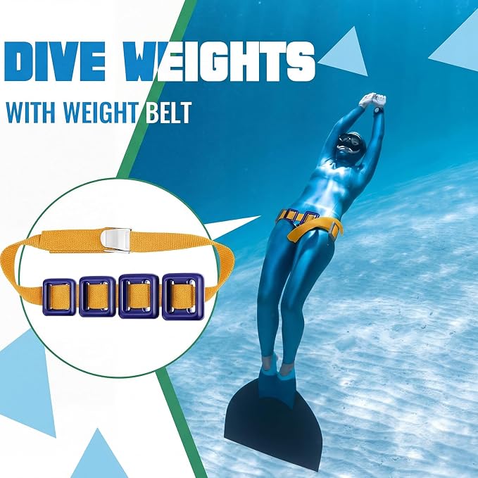Tellegloww 4 Pcs Dive Weights Belt for Scuba Diving Coated Dive Weights Nylon Dives Belt with 1 Metal Quick Release Buckle for Free Diving Spear Fishing